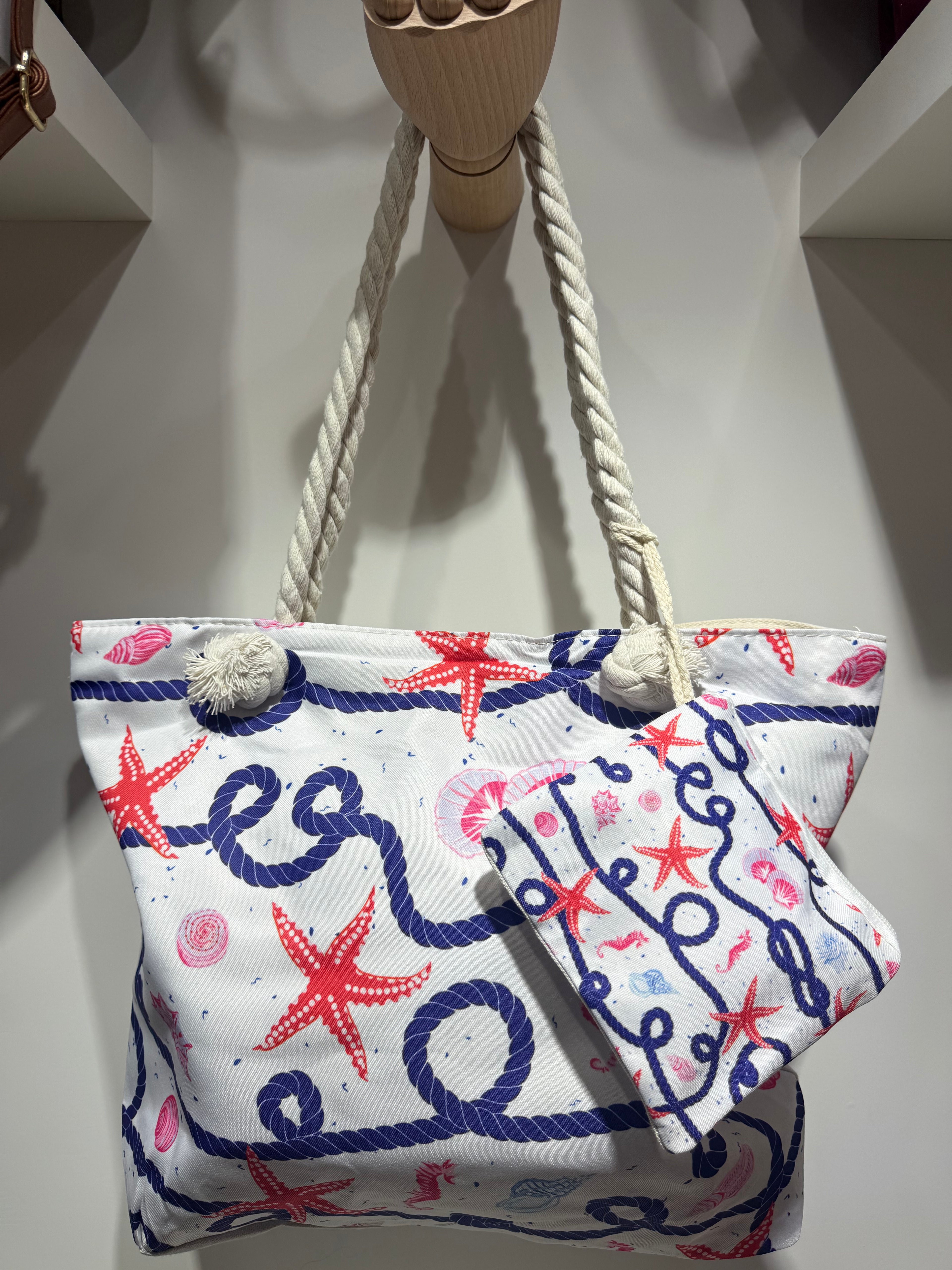 Sac de plage Marin Étoilé – Blanc & Bleu