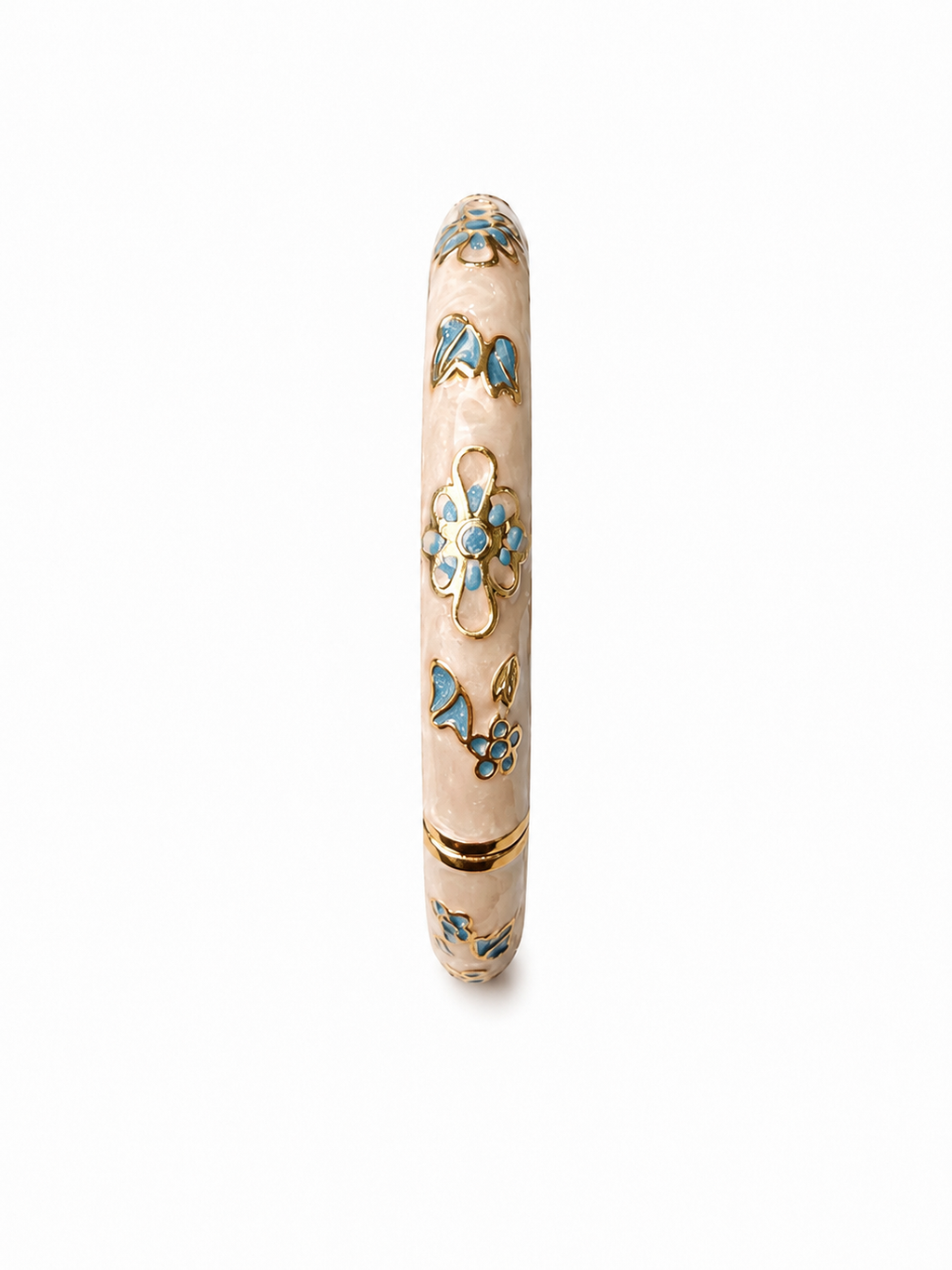 Joncs Thaïlandais Nacre Ivoire & Fleurs Bleu Azur