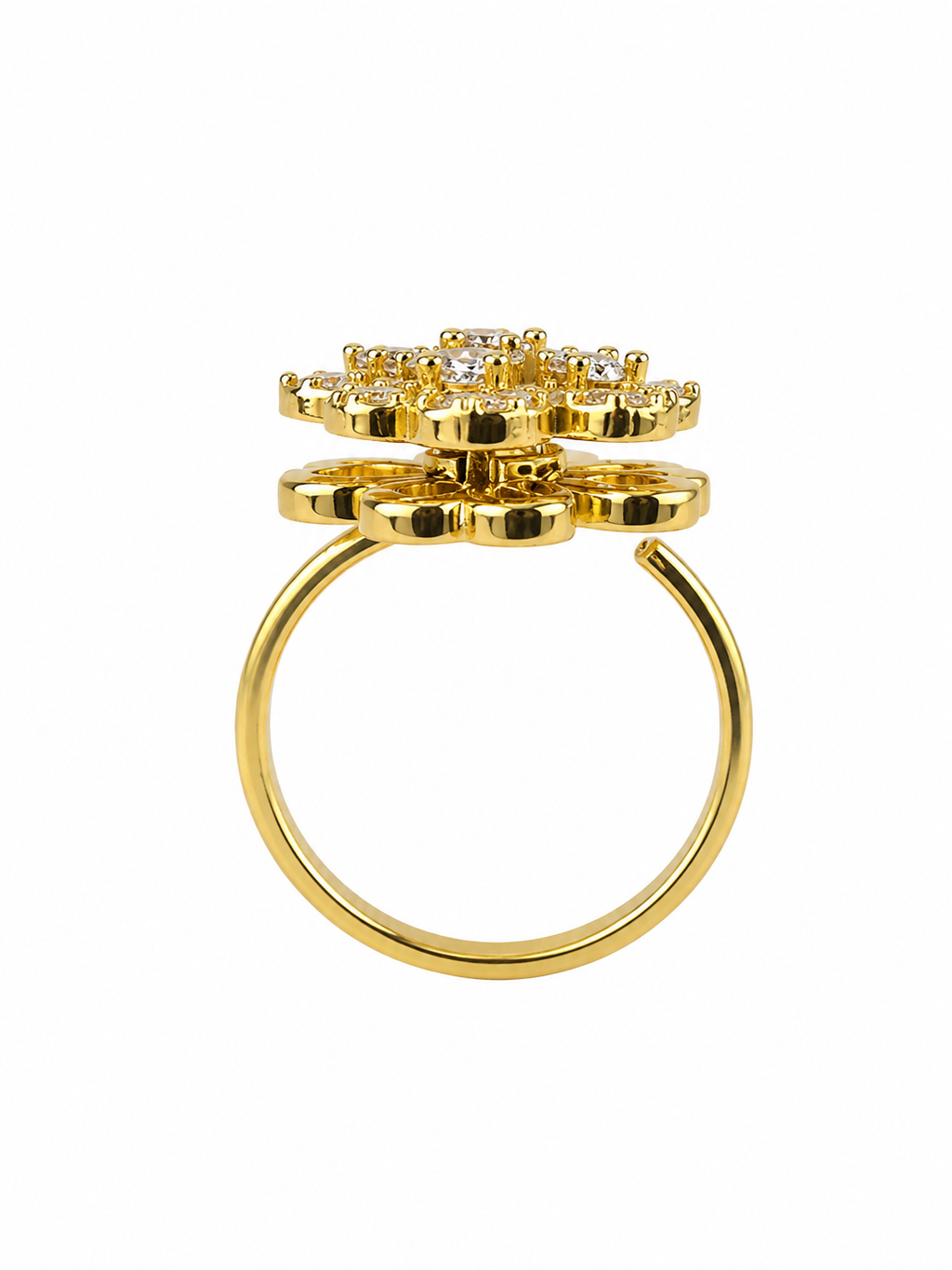 Bague Anti-stress Trèfle de Bonheur doré