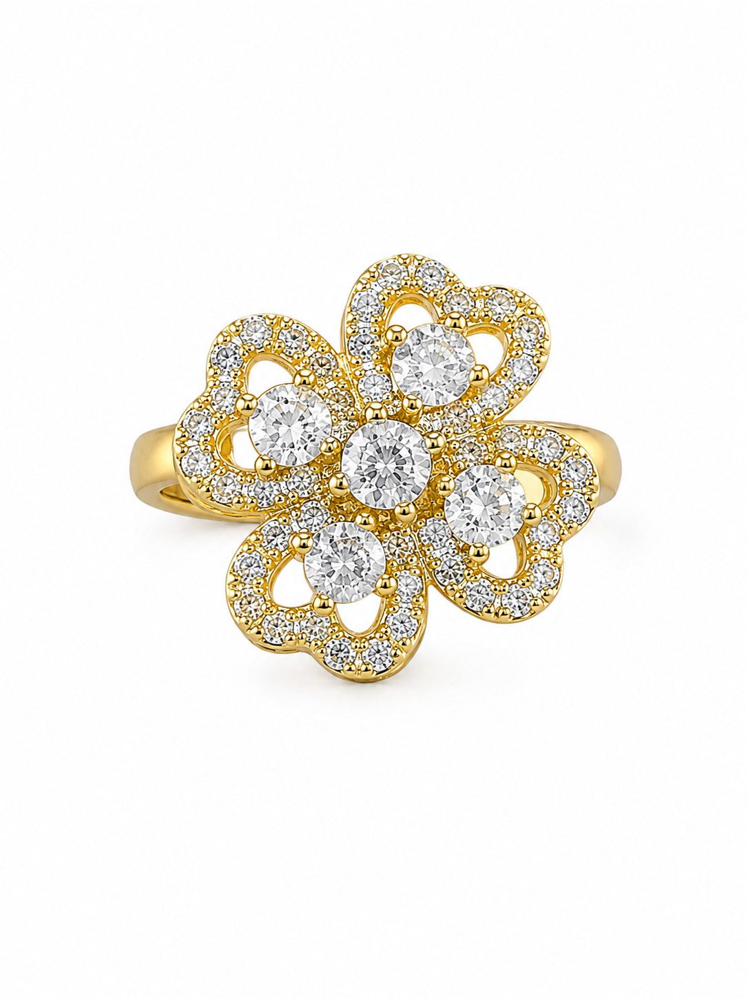Bague Anti-stress Trèfle de Bonheur doré