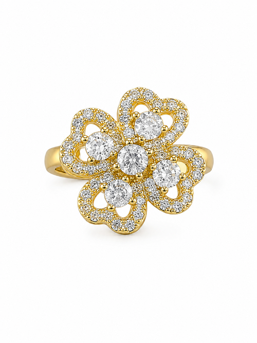 Bague Anti-stress Trèfle de Bonheur doré