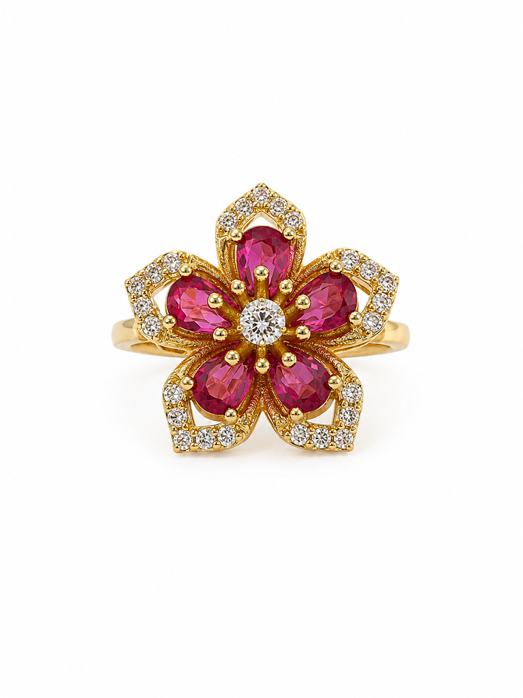 Bague Anti-Stress Rubis Fleur