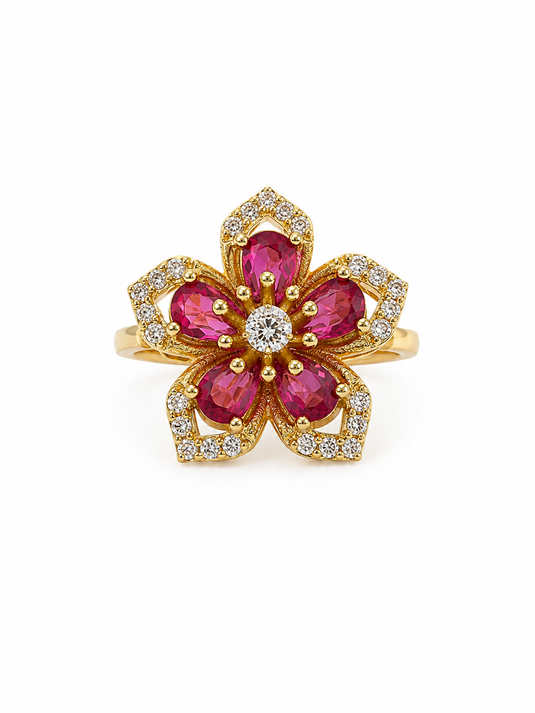 Bague Anti-Stress Rubis Fleur