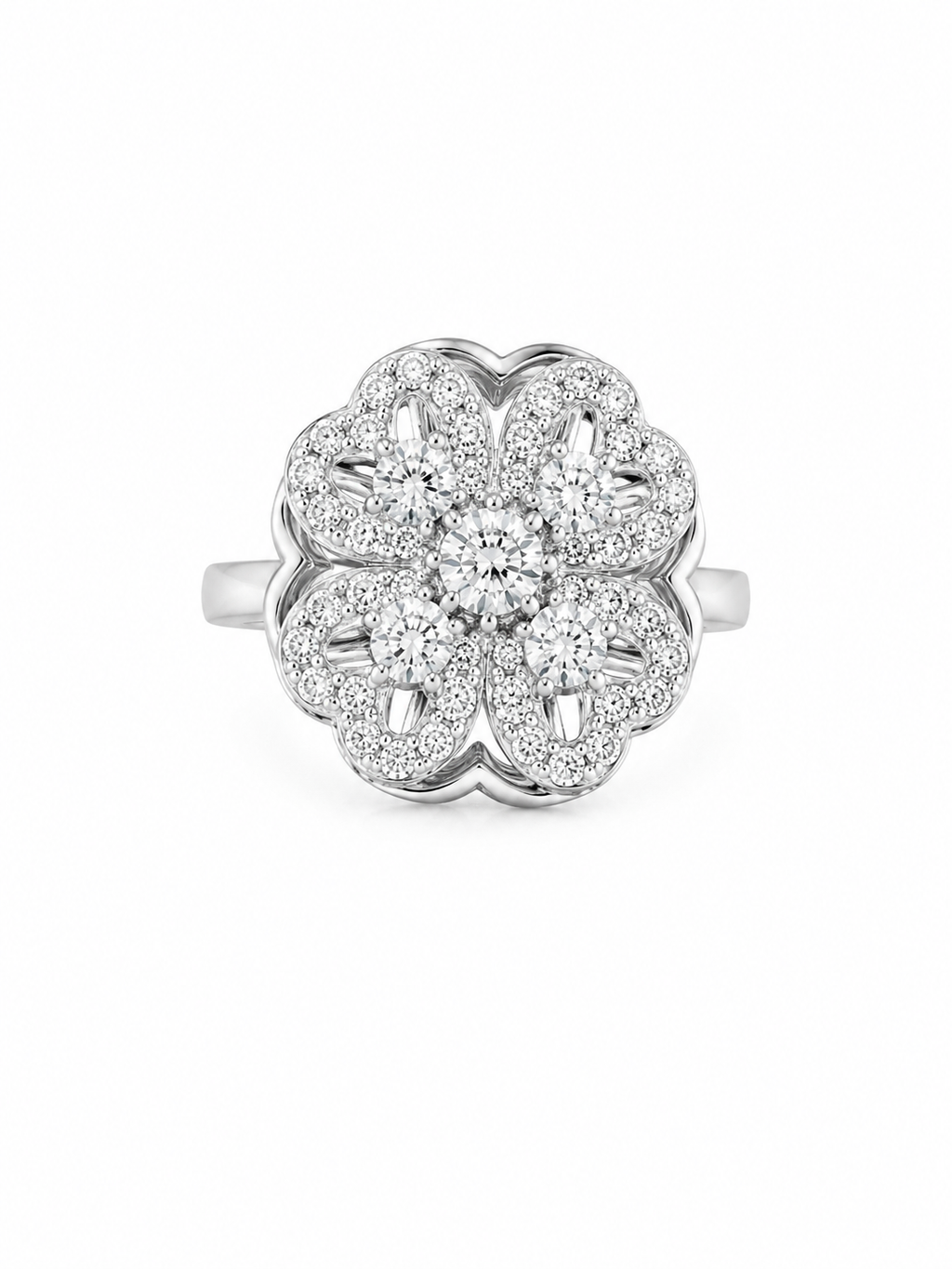 Bague Anti-stress Trèfle de Bonheur Argenté