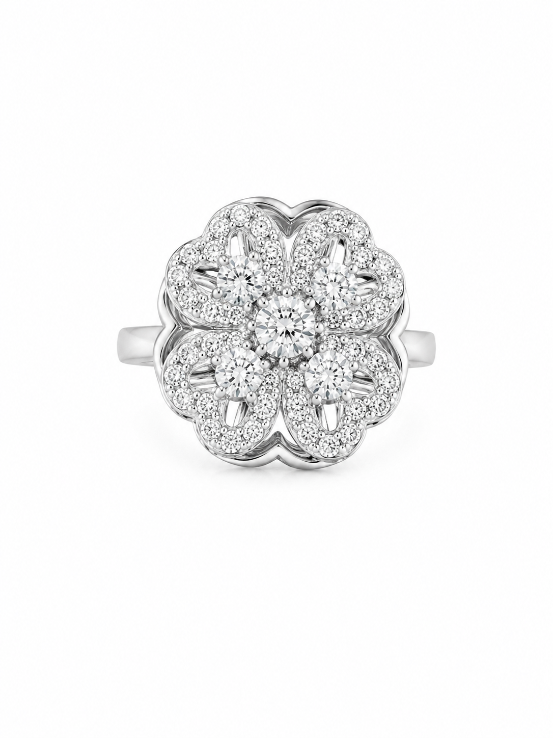 Bague Anti-stress Trèfle de Bonheur Argenté