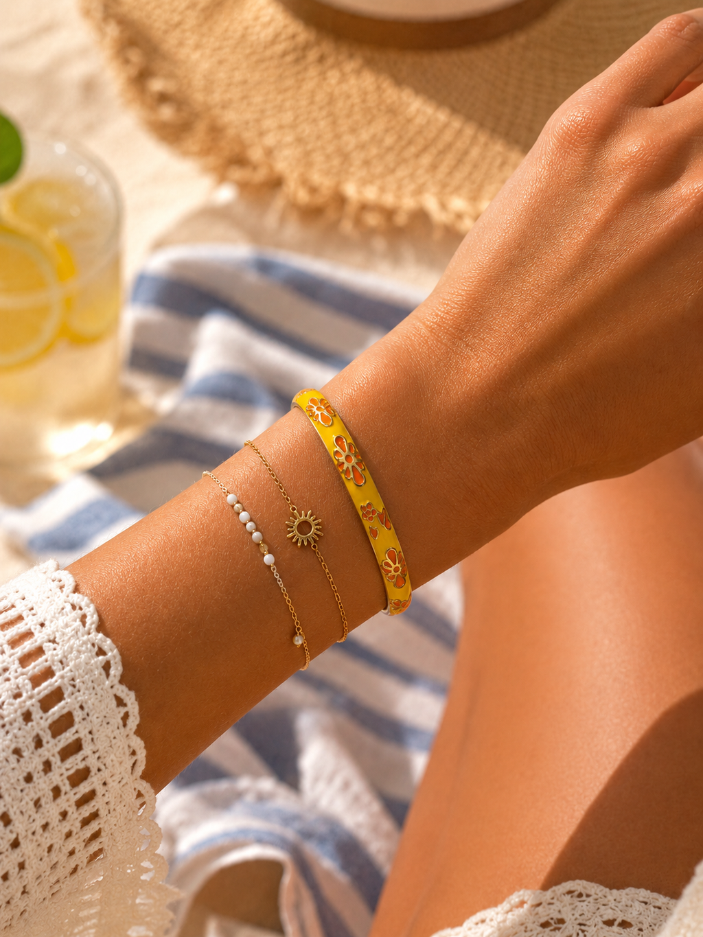 Joncs Thaïlandais Jaune "Soleil & Corail Doré"