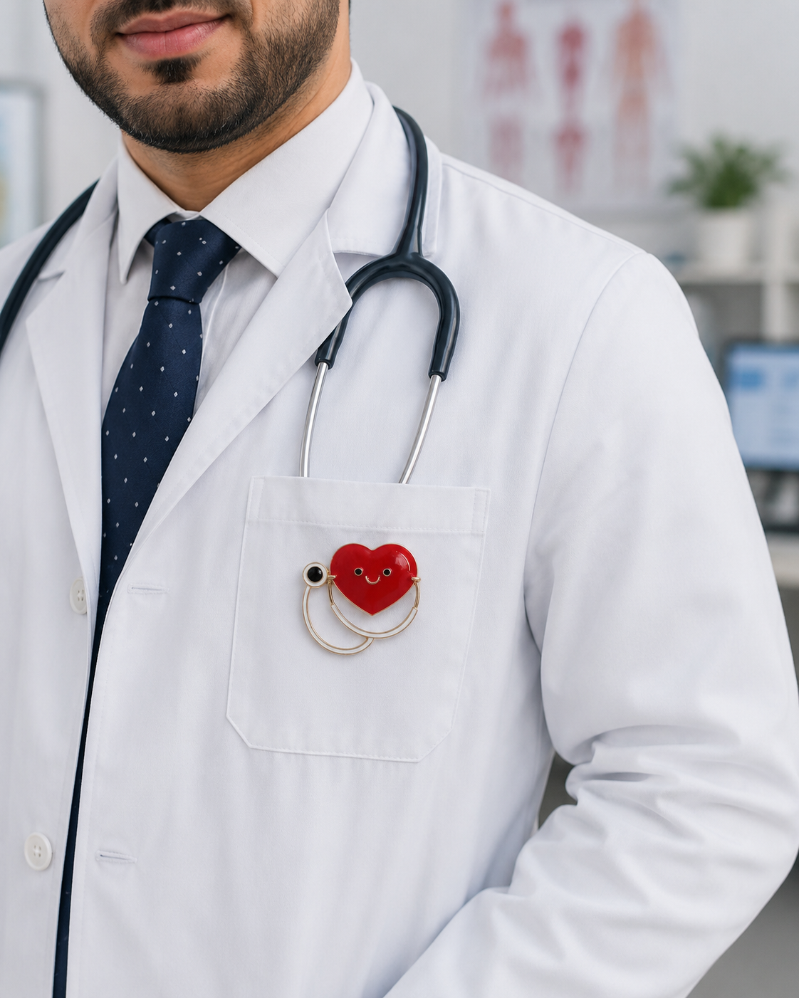 Broche Cœur & Stéthoscope Souriant