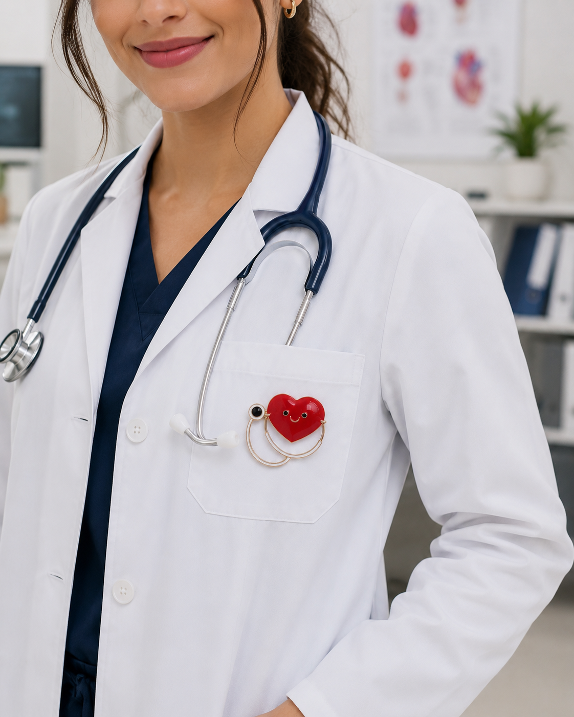 Broche Cœur & Stéthoscope Souriant