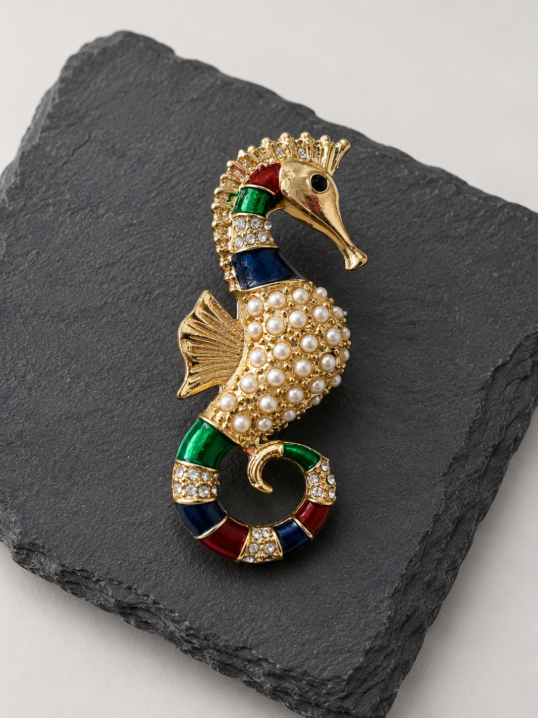 Broche Hippocampe Perlé