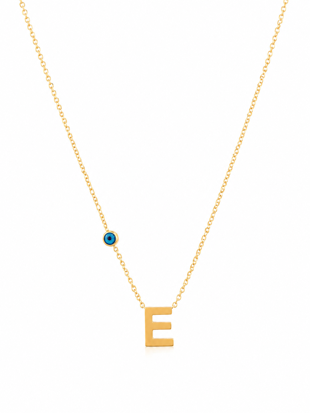 Collier Initiale E & Œil Protecteur