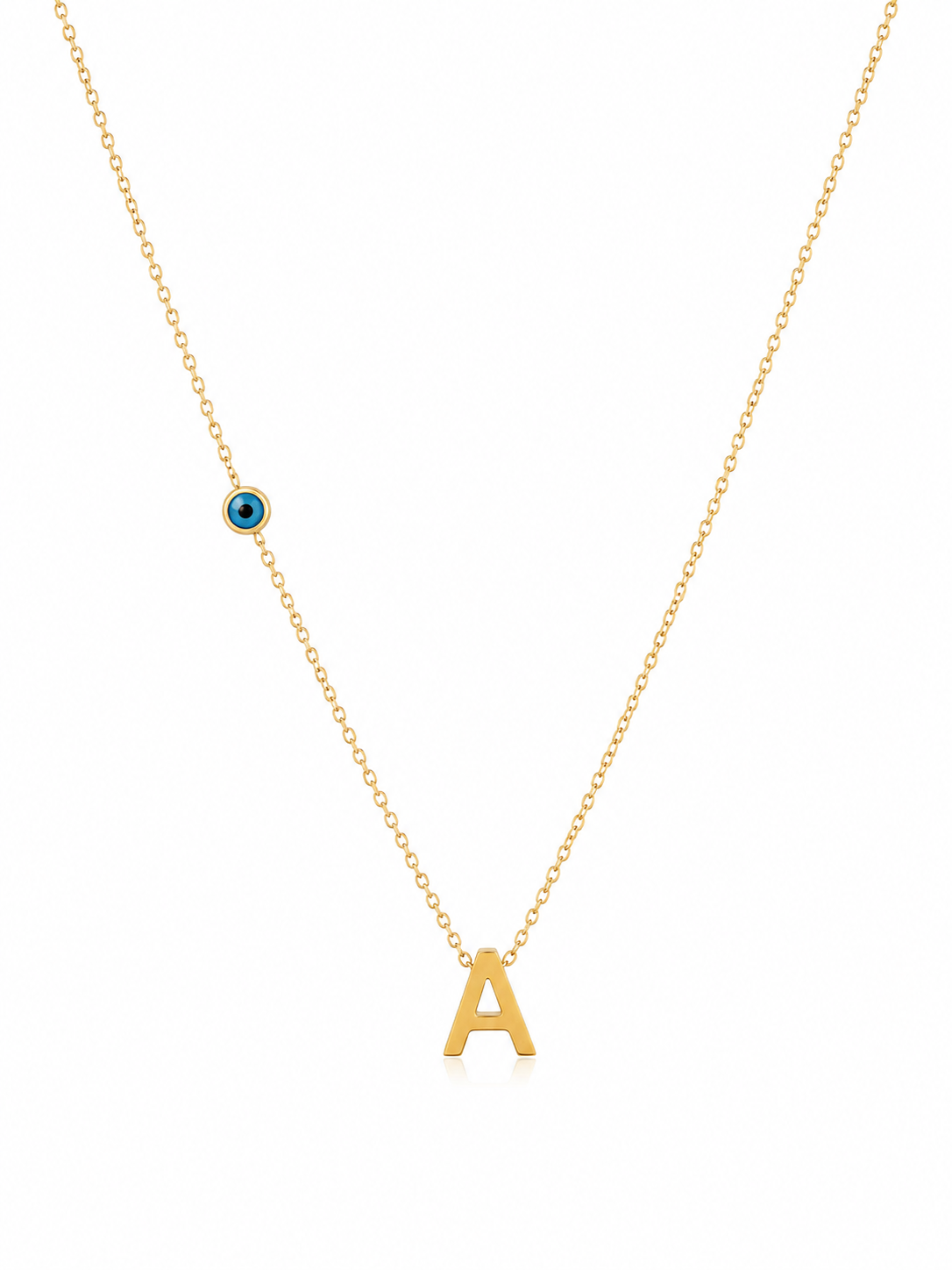 Collier Initiale A & Œil Protecteur
