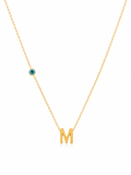 Collier Initiale M & Œil Protecteur – Acier Inoxydable Doré