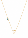 Collier Initiale D & Œil Protecteur – Acier Inoxydable Doré