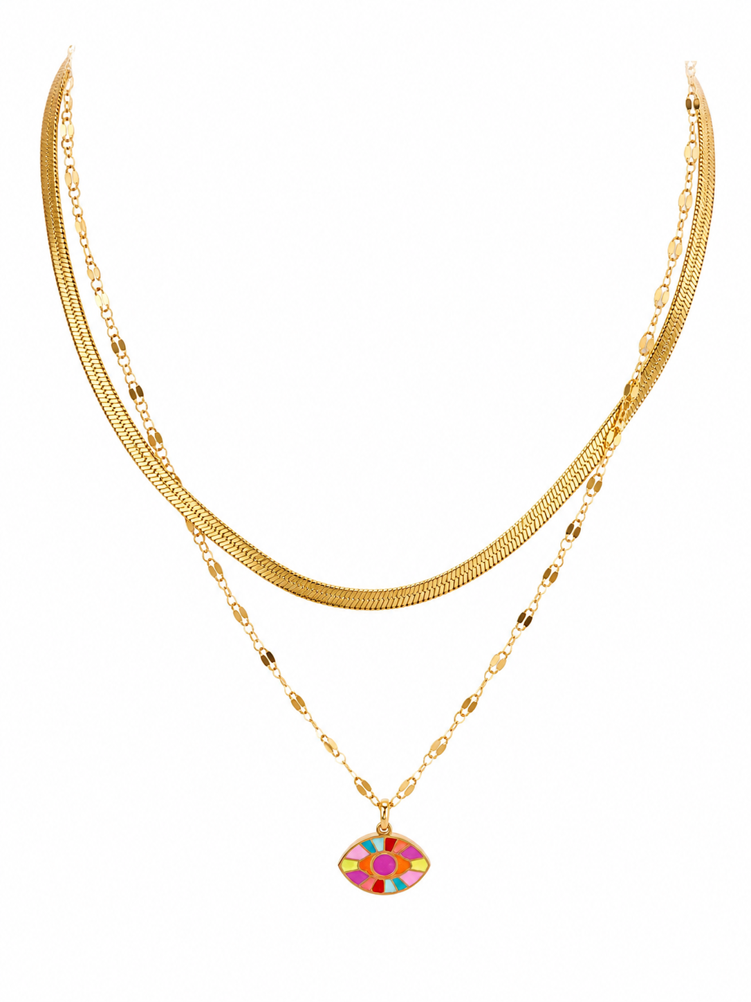 Collier double  Rainbow Eye