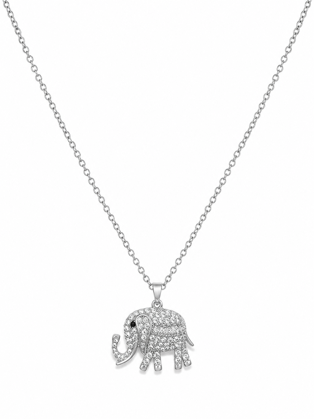 Collier Éléphant Scintillant Argenté