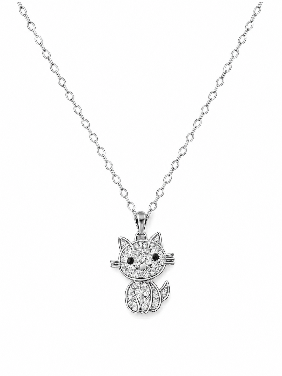 Collier Chat Brillant en Acier Inoxydable Argenté