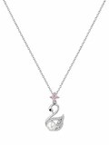 Collier Cygne Perle Rose – Acier Inoxydable Argenté