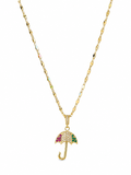 Collier Parapluie Élégance Doré – Acier Inoxydable