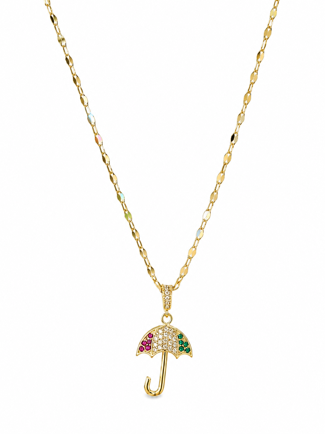 Collier Parapluie Élégance Doré – Acier Inoxydable
