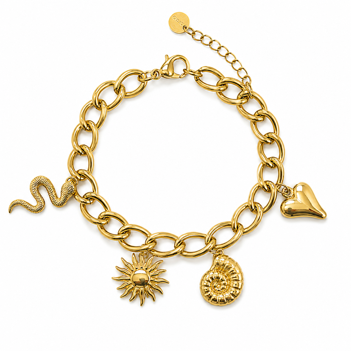 Bracelet Soleil & Serpent – Acier Inoxydable Doré