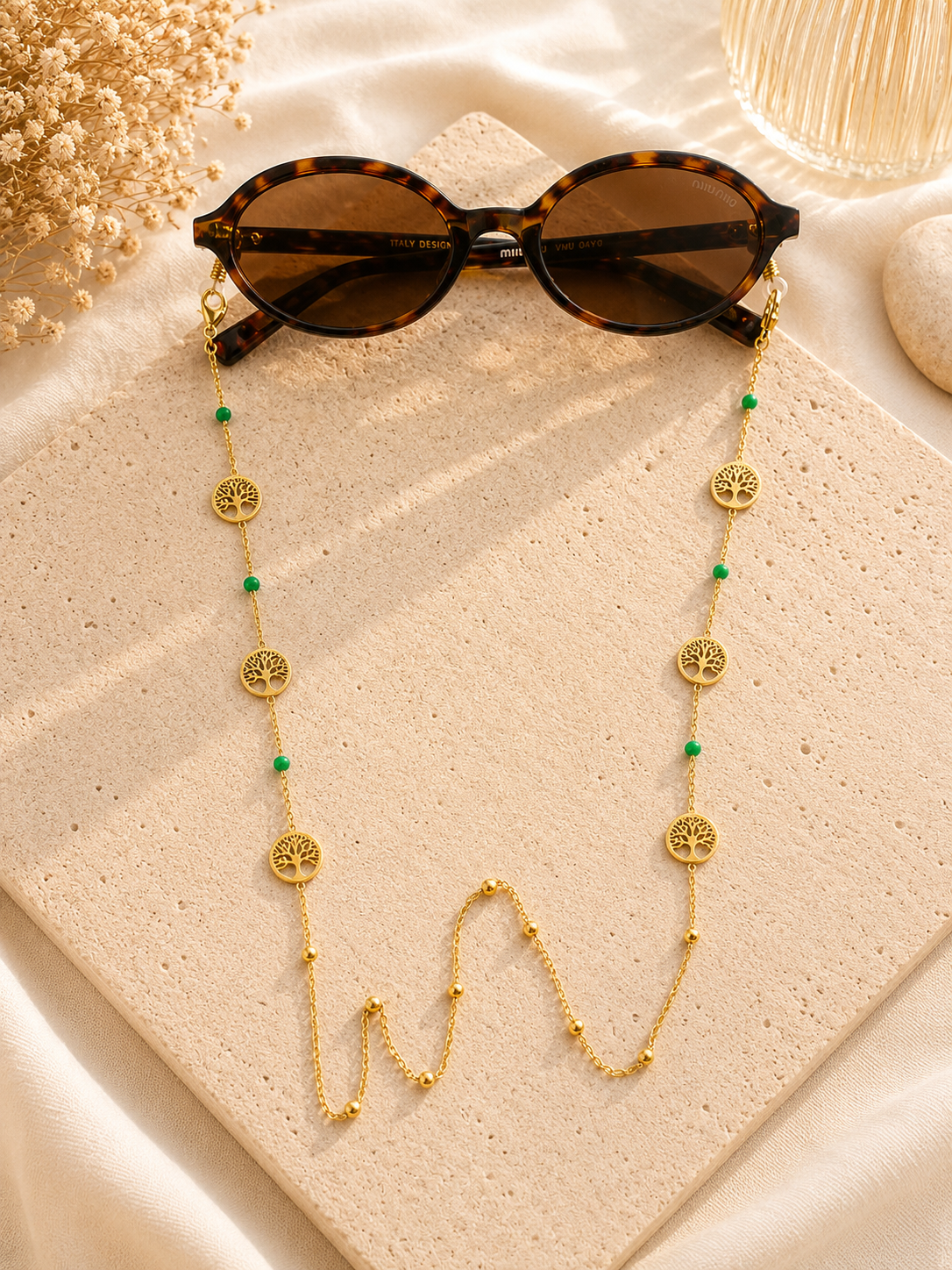 Chaîne de Lunettes Arbre de Vie Doré