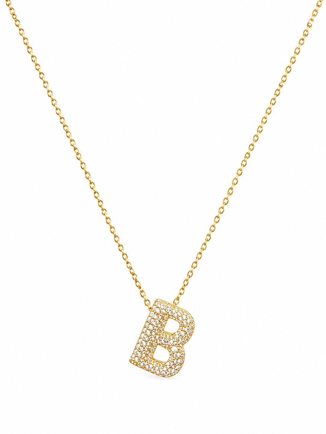 Collier Lettre B Pavé – Acier Inoxydable