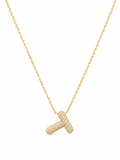 Collier Lettre T Pavé – Acier Inoxydable