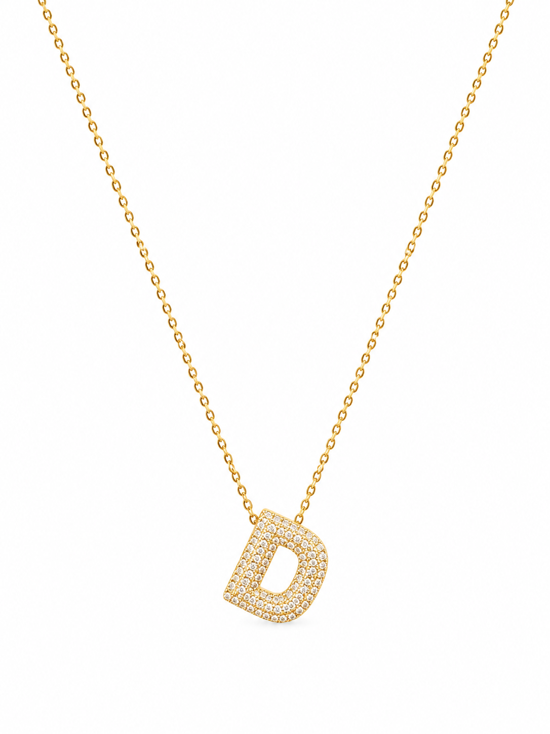 Collier Lettre D Pavé – Acier Inoxydable