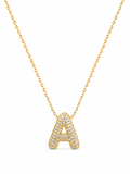Collier Lettre A Pavé – Acier Inoxydable