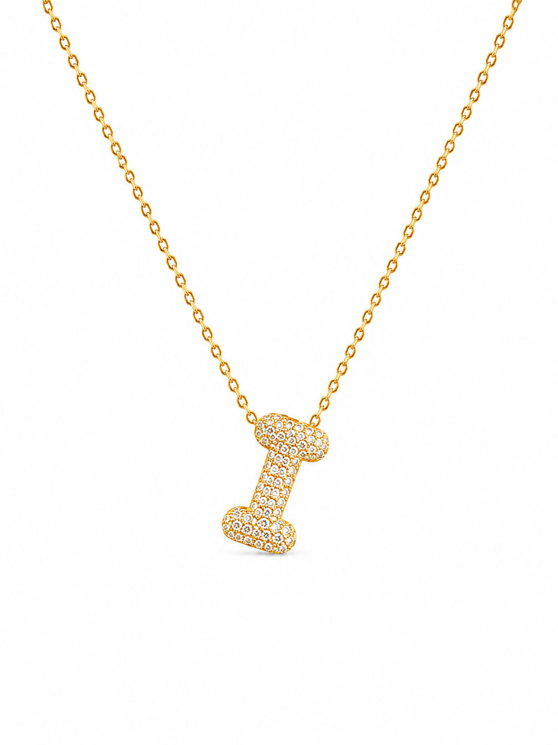 Collier Lettre I Pavé – Acier Inoxydable