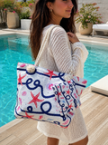 Sac de plage Marin Étoilé – Blanc & Bleu