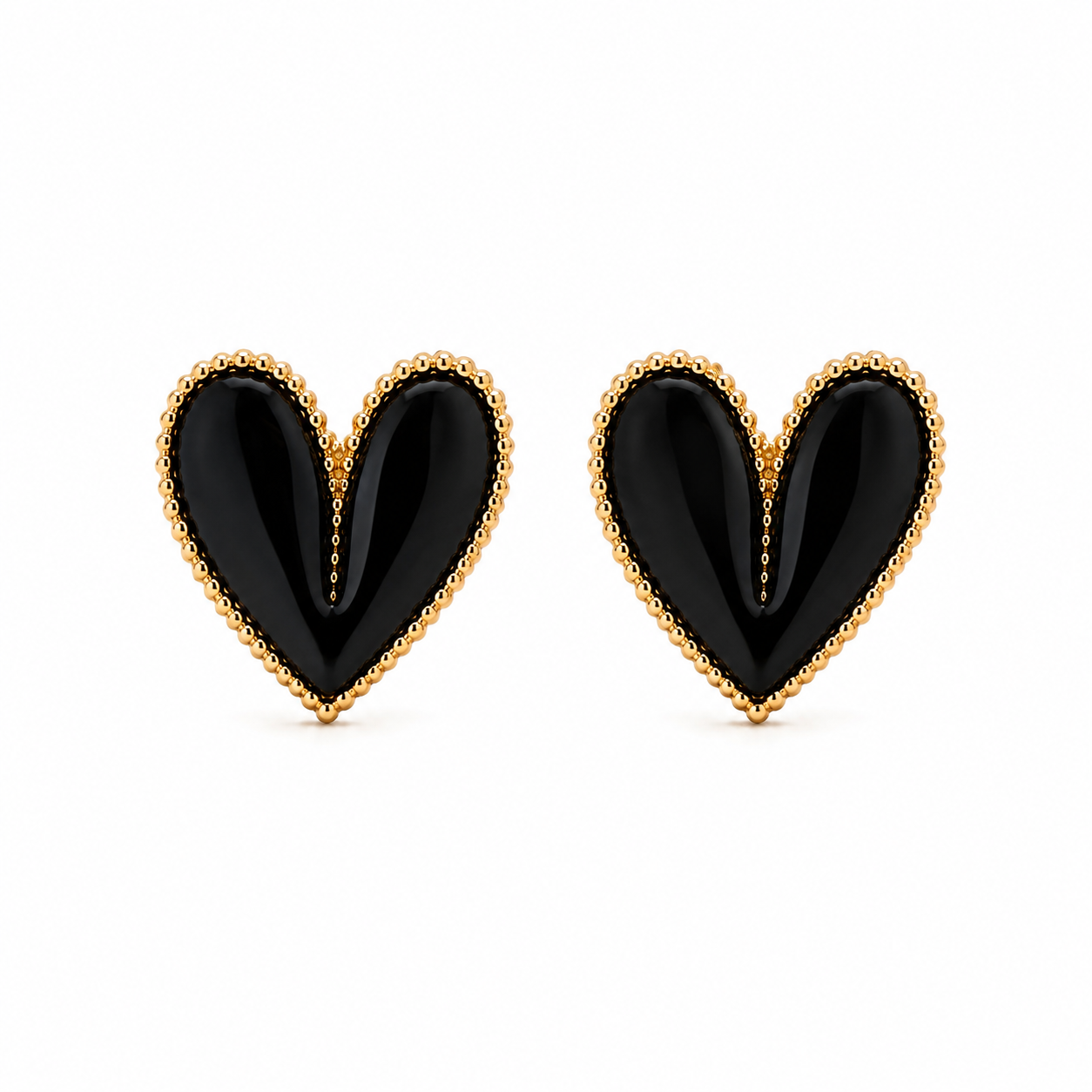 Boucles d’Oreilles Cœur Onyx