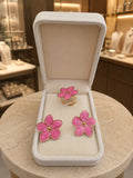 Ensemble Fleur Rose – Boucles d’Oreilles & Bague Ajustable
