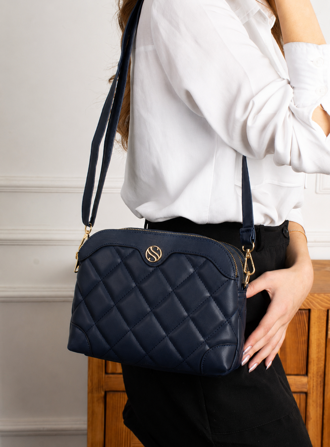 🇹🇷Sac Bandoulière Turc Matelassé – Bleu Marine