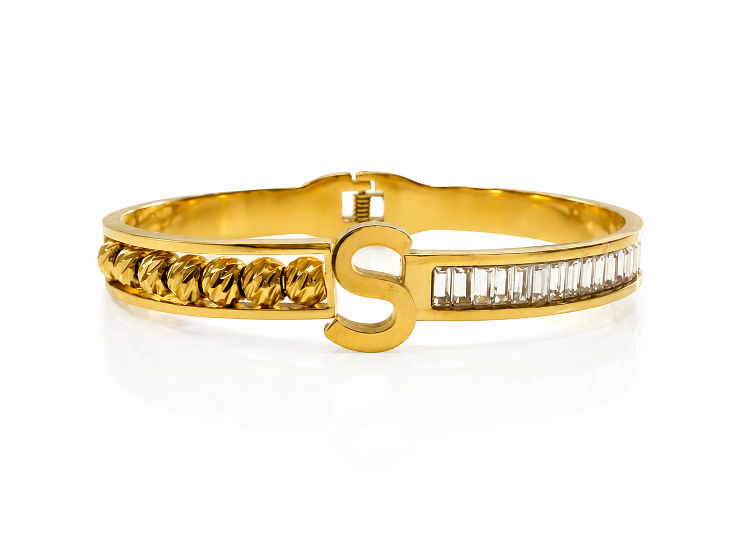 Bracelet Initiale “S” – Acier Inoxydable Doré