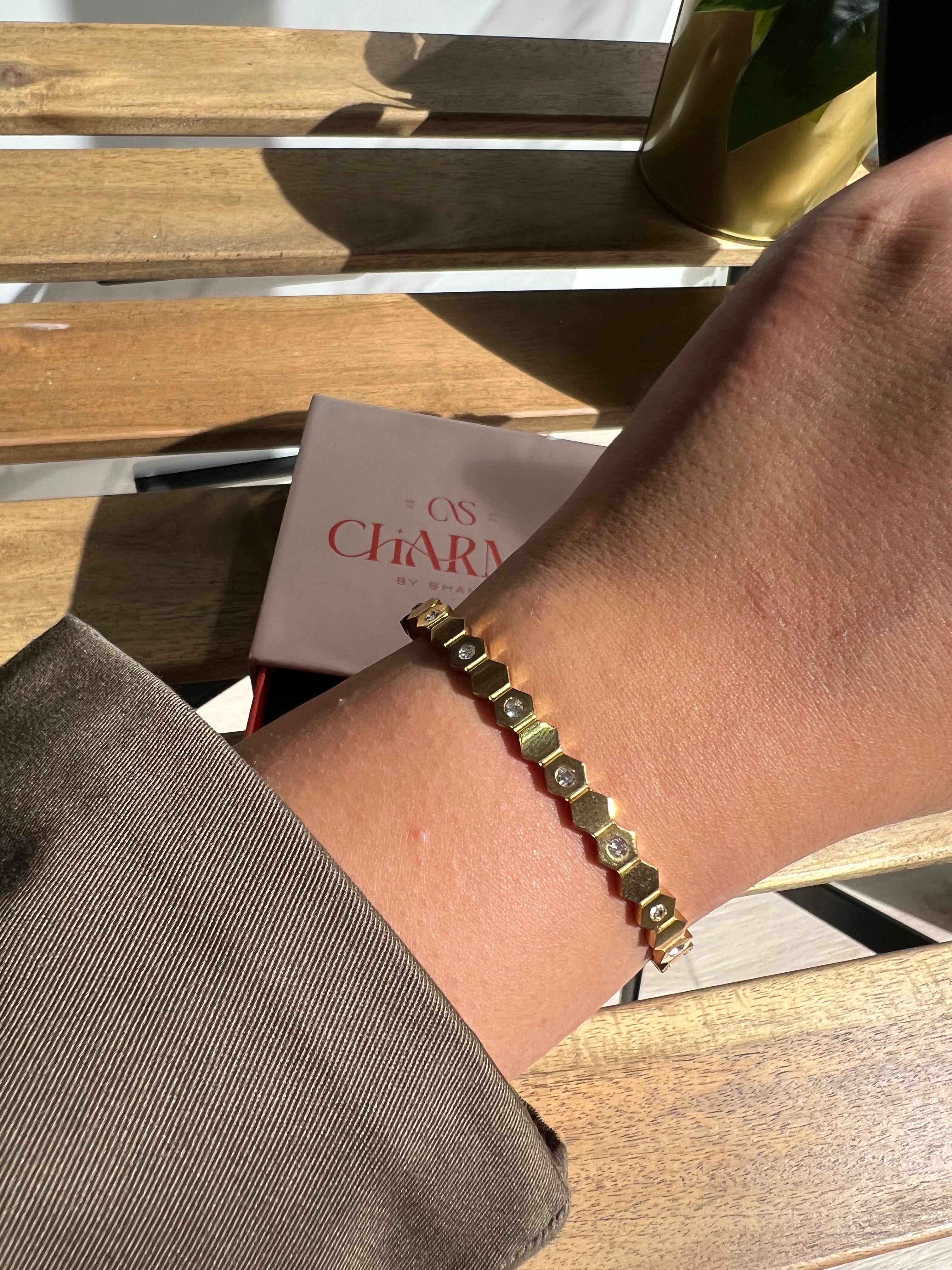 Bracelet Bee Semi-pavé Doré