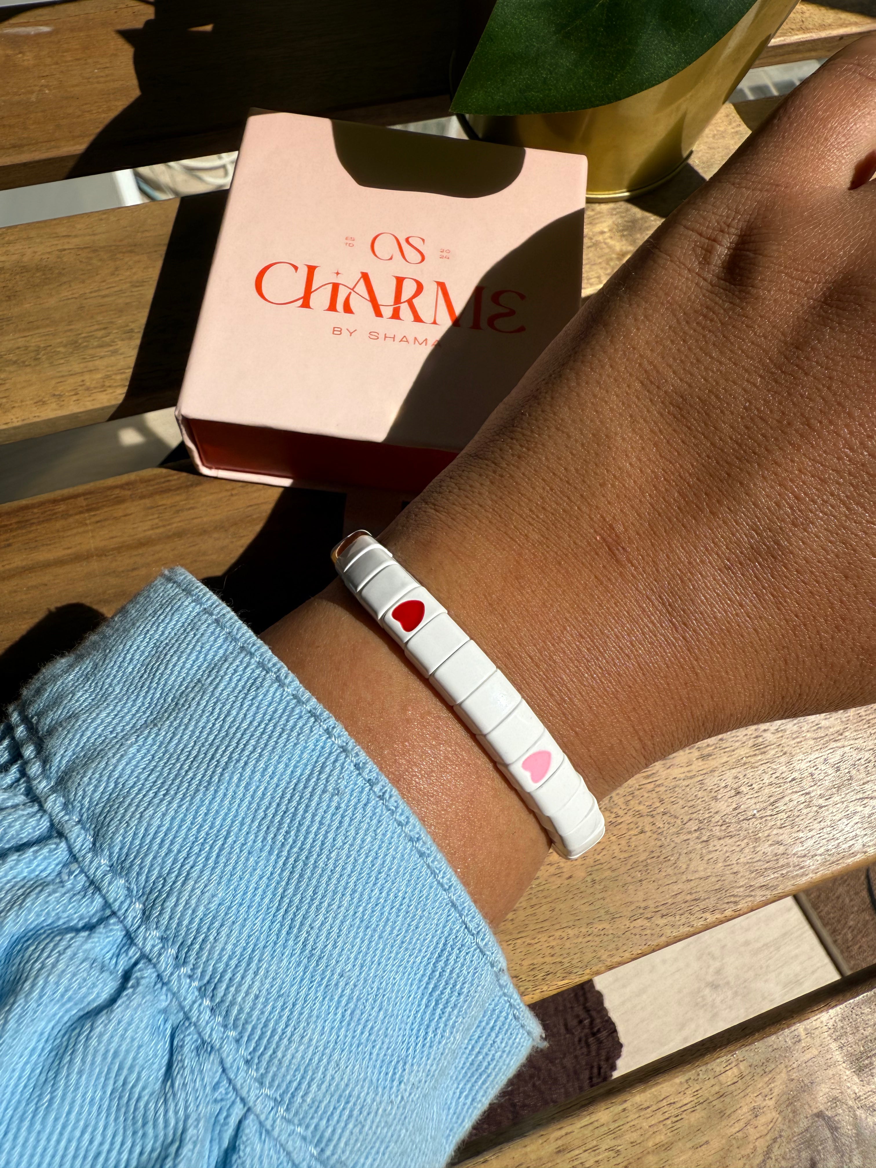 Bracelet Glam Coeur Blanc