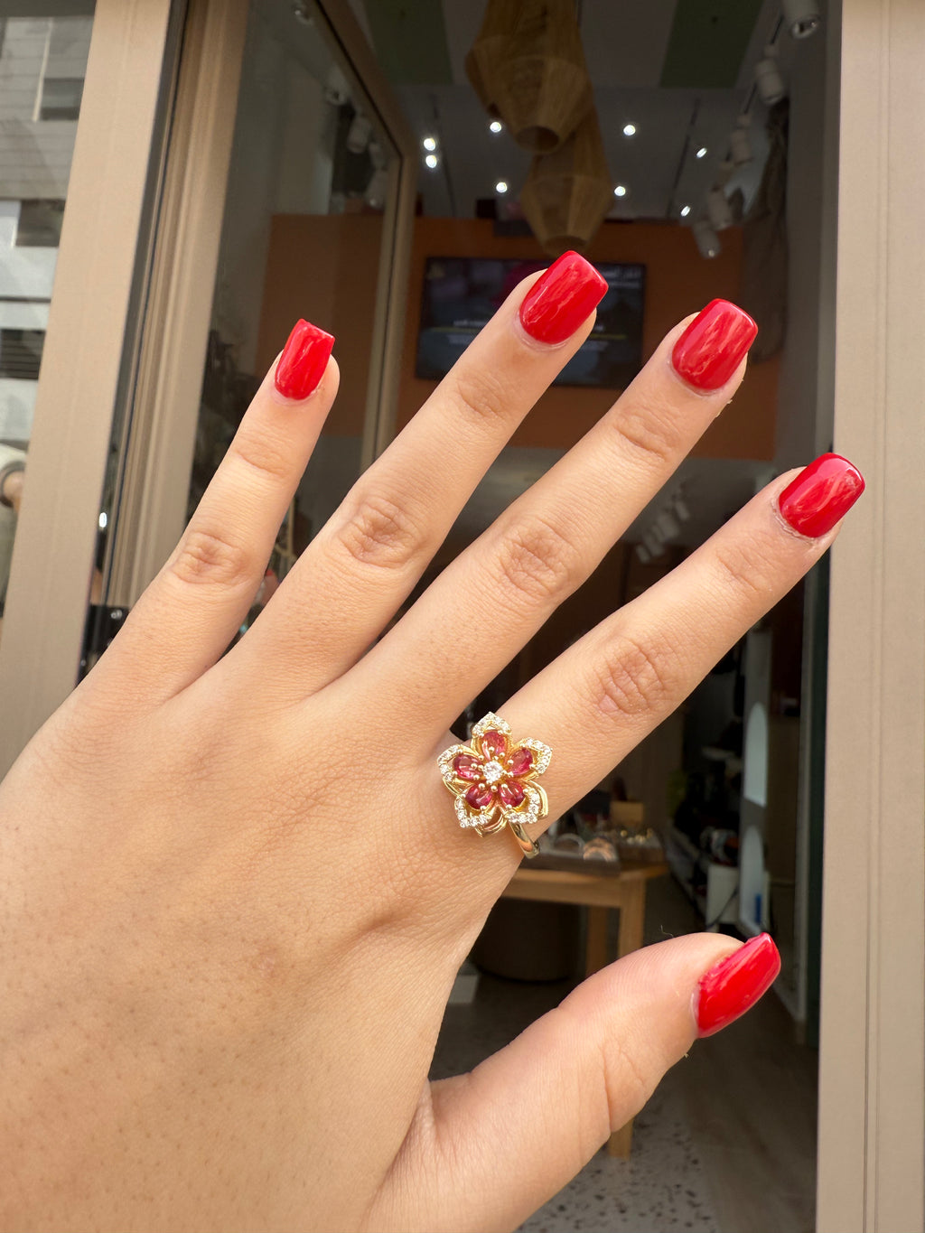 Bague Anti-Stress Rubis Fleur