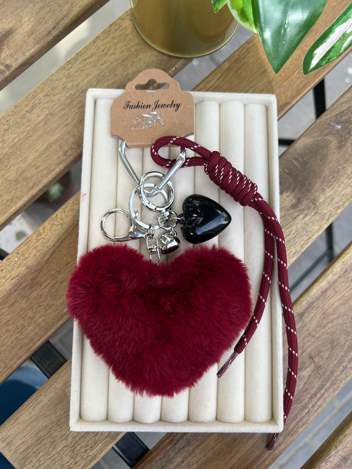 CHARM BAG Coeur velour
