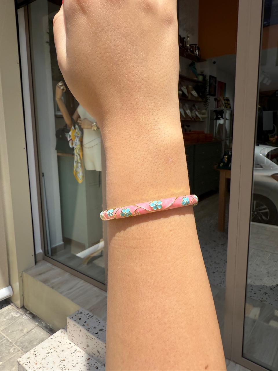 Joncs Thaïlandais "rose pastel, turquoise clair et or"